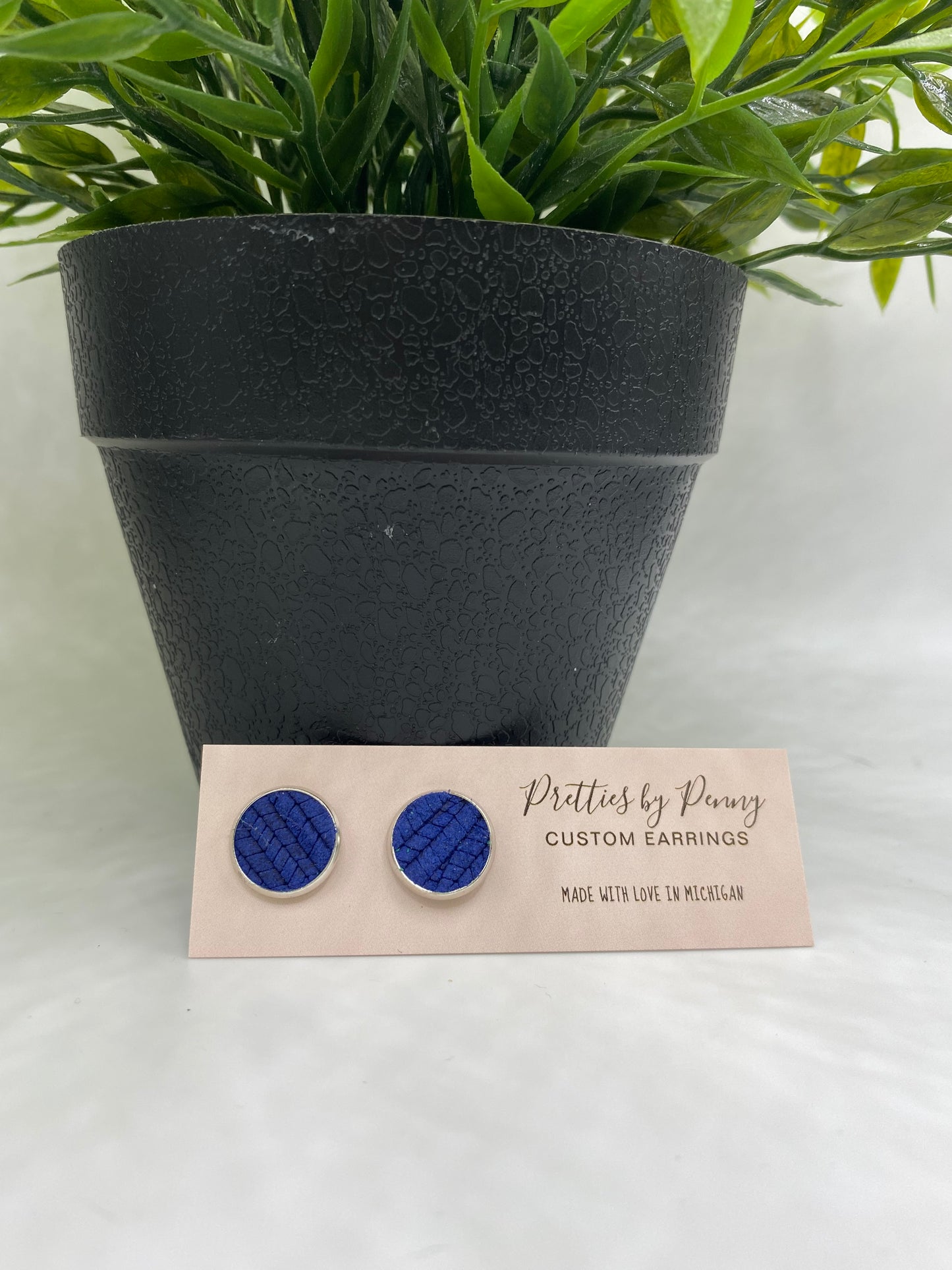 Blue Leather/Metal Studs