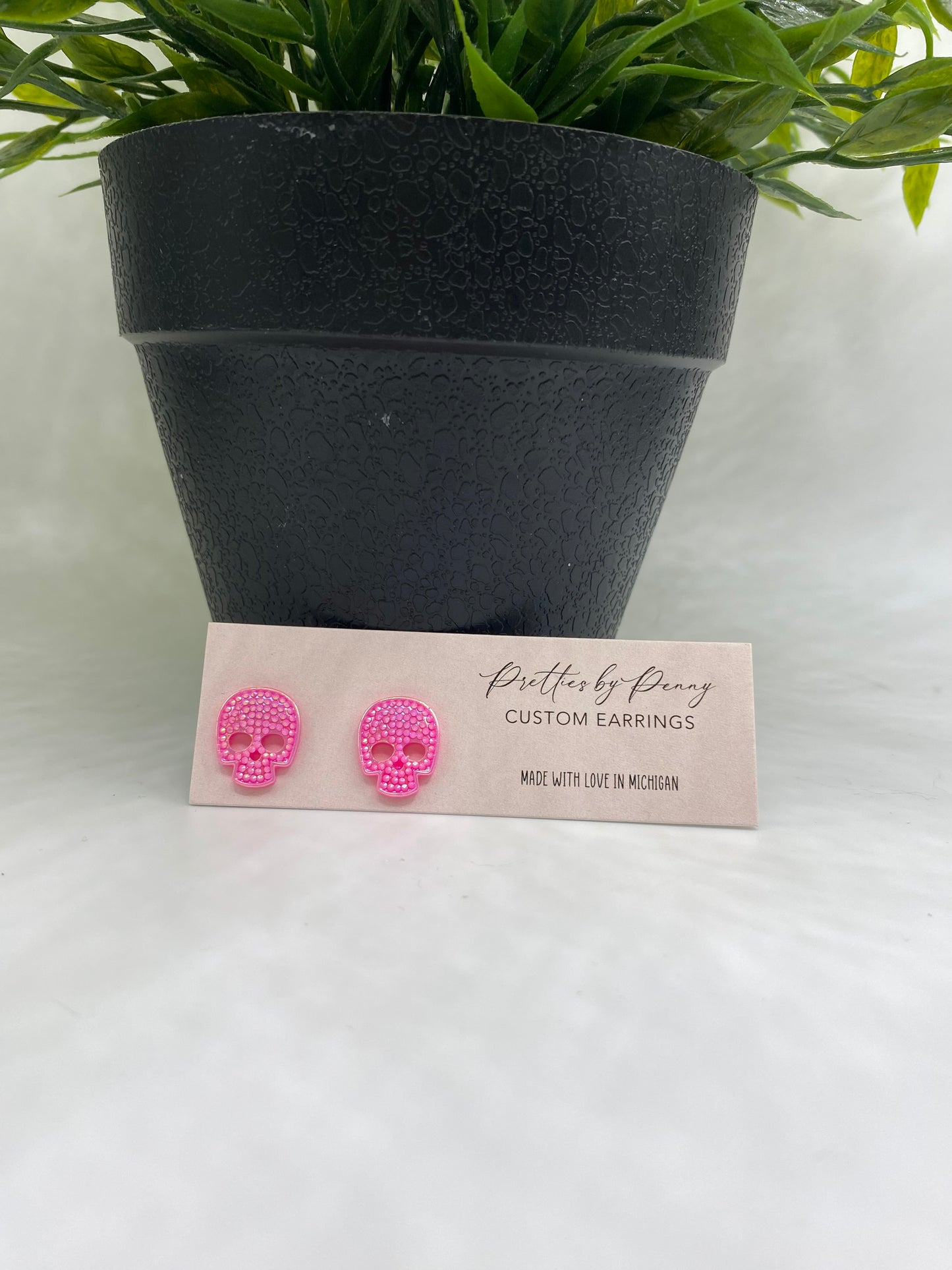 Pink Skull Studs