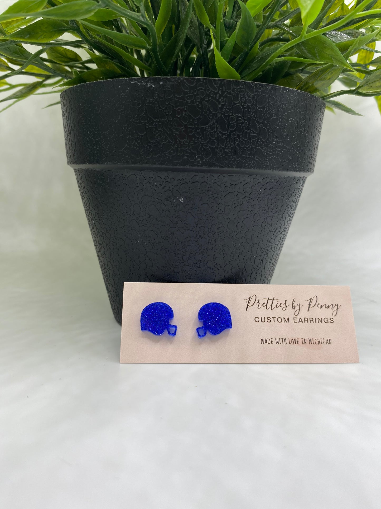 Blue Football Helmet Acrylic Studs