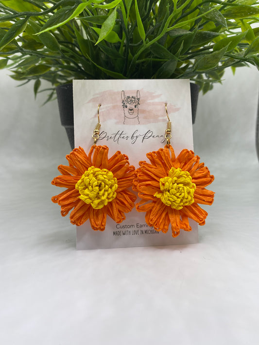 Orange Raffia Flowers